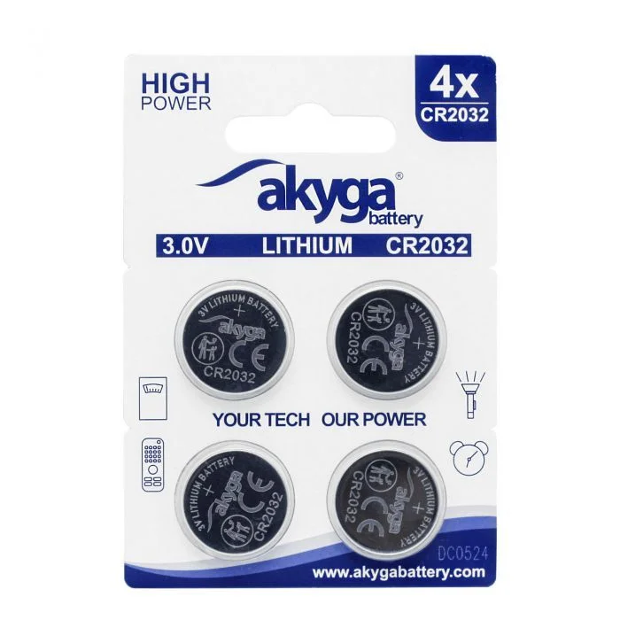 Φωτογραφία προϊόντος: Μπαταρία Lithum CR2032 Li-MnO2 3V/210mAh Akyga AKY2100 4pcs.