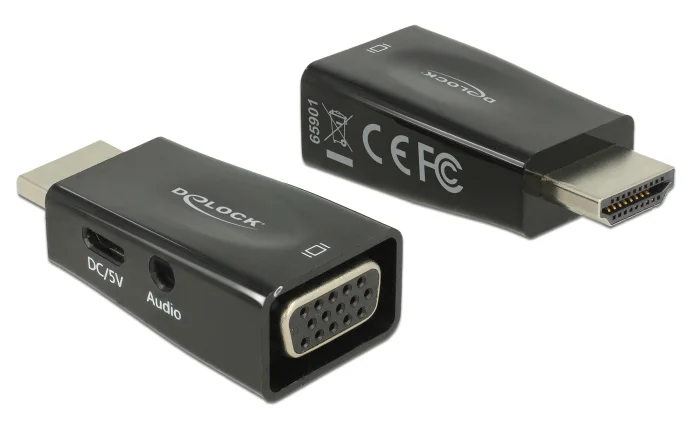 Φωτογραφία προϊόντος: DELOCK αντάπτορας HDMI σε VGA 65901 με 3.5mm, 1080p/60Hz, μαύρος
