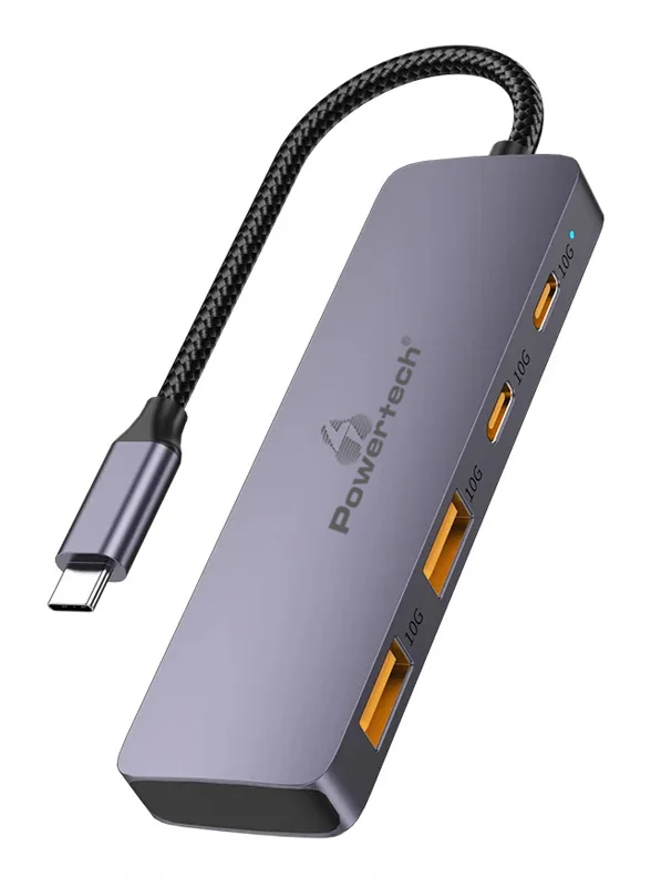 Φωτογραφία προϊόντος: POWERTECH USB hub CAB-UC082, 4x θυρών, 10Gbps, USB-C σύνδεση, γκρι