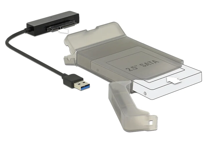 Φωτογραφία προϊόντος: DELOCK αντάπτορας USB σε SATA 62742 με θήκη για 2.5" HDD/SSD, 6Gbps
