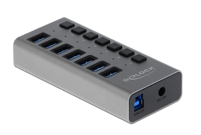 Φωτογραφία προϊόντος: DELOCK USB hub 63669 με διακόπτες, 7x θυρών, 5Gbps, γκρι