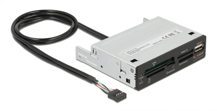 Φωτογραφία προϊόντος: DELOCK USB 9-pin card reader 91708, CF/SD/XD/MS/Micro SD/USB, 3.5" bay