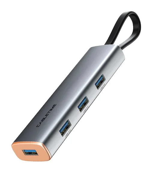 Φωτογραφία προϊόντος: CABLETIME USB hub CT-HUBP4, 4x θυρών, 5Gbps, USB-C σύνδεση, γκρι