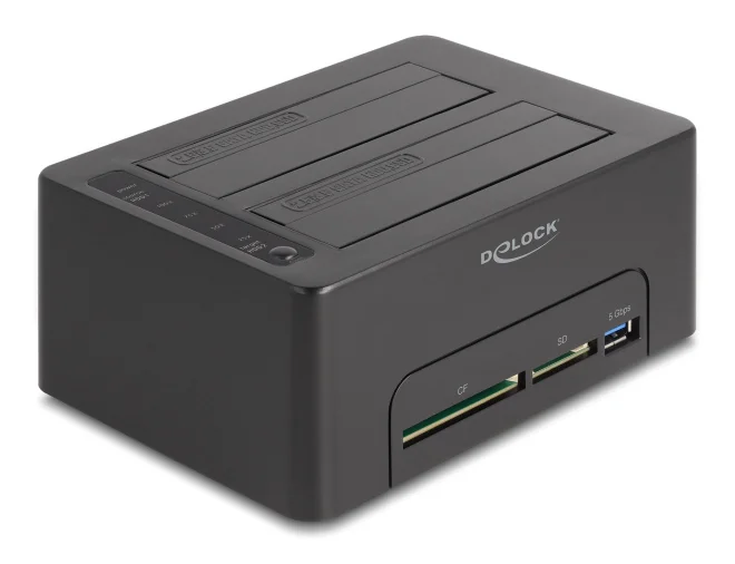 Φωτογραφία προϊόντος: DELOCK docking station 64183 clone function, 2x HDD, CF/SD, 5Gbps, μαύρο