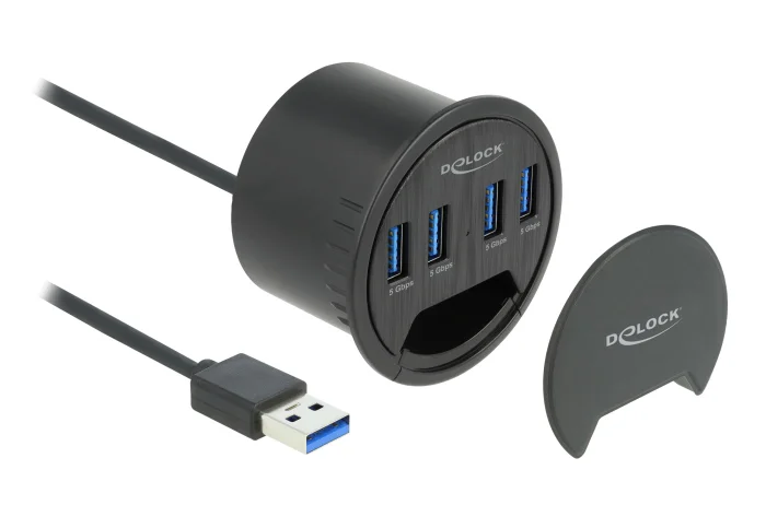 Φωτογραφία προϊόντος: DELOCK USB hub 64153, 4x θυρών, 5Gbps, Φ60mm, USB σύνδεση, μαύρο