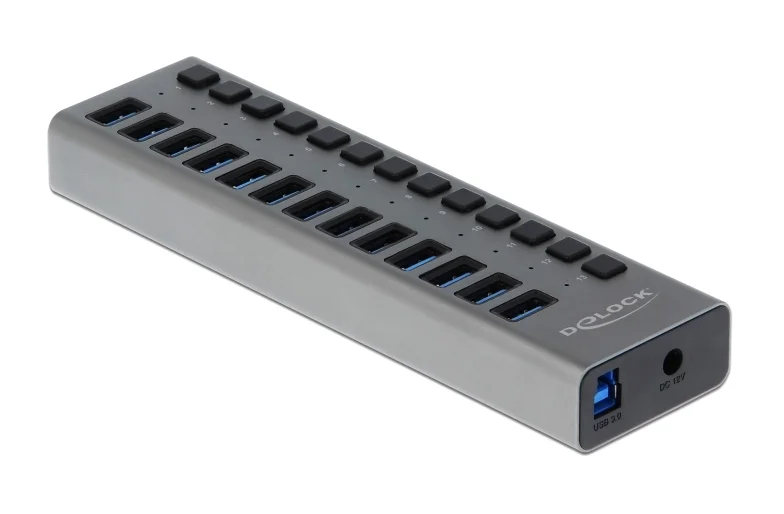 Φωτογραφία προϊόντος: DELOCK USB hub 63738 με διακόπτες, 13x θυρών, 5Gbps, γκρι