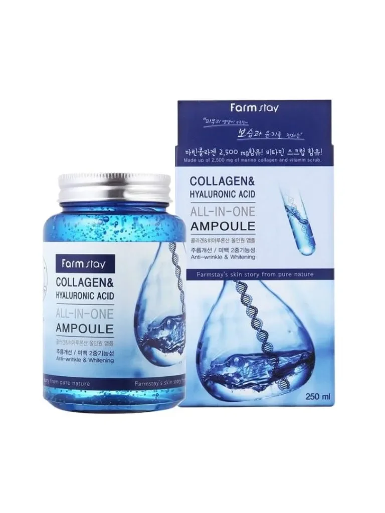 Φωτογραφία προϊόντος: FarmStay Collagen +amp; Hyaluronic Acid All-In-One Ampoule Για σύσφιξη και ενυδάτωση του δέρματος 250ml