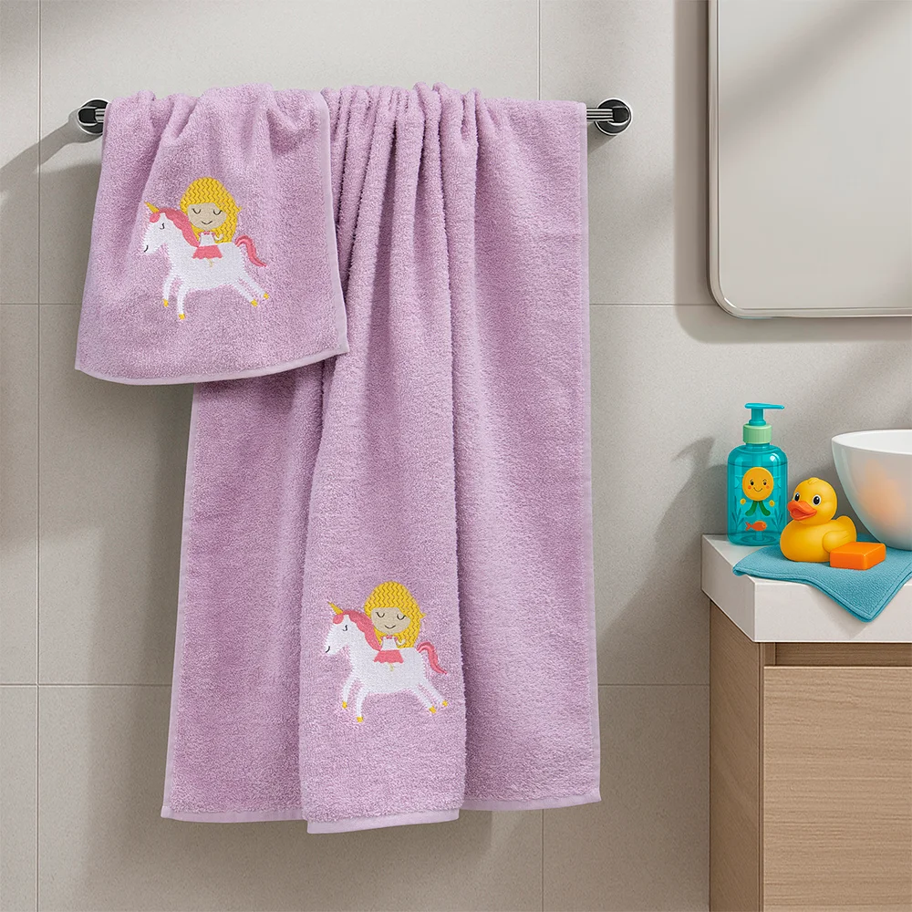 Φωτογραφία προϊόντος: Lino Home LINO Σετ Πετσέτες Παιδικές 2τμχ (50x90,90x140) Corno Λιλά