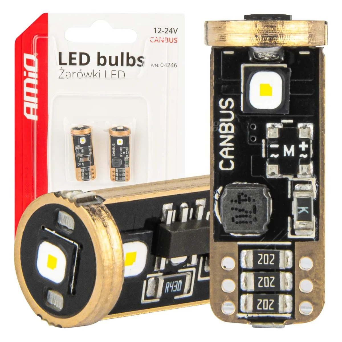 Φωτογραφία προϊόντος: AMIO ΛΑΜΠΑΚΙΑ T10 W5W 12V/24V LED CAN-BUS 3xSMD 3838 ΛΕΥΚΟ 5500K ΑΜΙΟ - 2 ΤΕΜ. 04246/AM