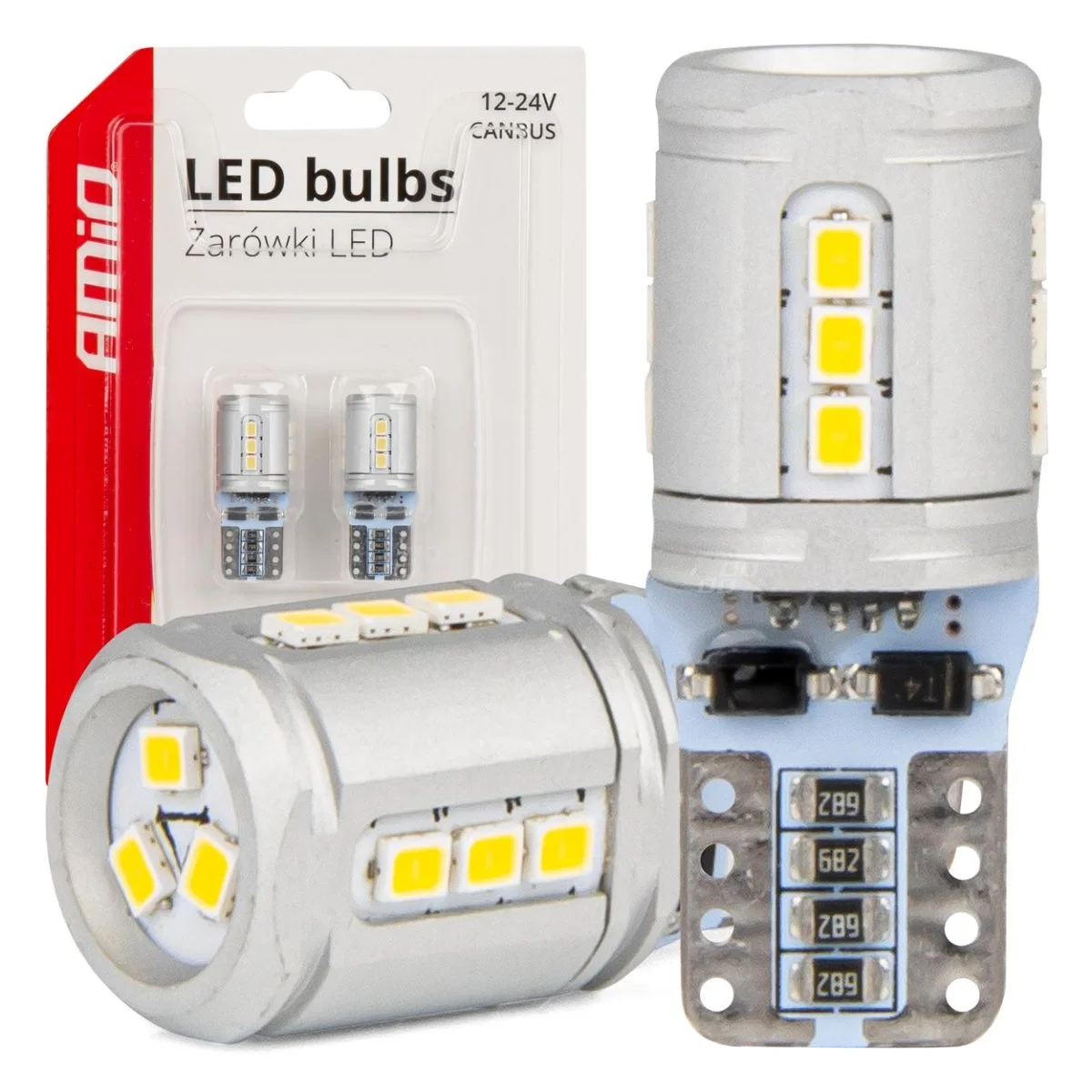 Φωτογραφία προϊόντος: AMIO T10e W5W 12/24V 15x2016 SMD LED CAN-BUS ΛΕΥΚΟ 2ΤΕΜ. AMIO 03723/AM