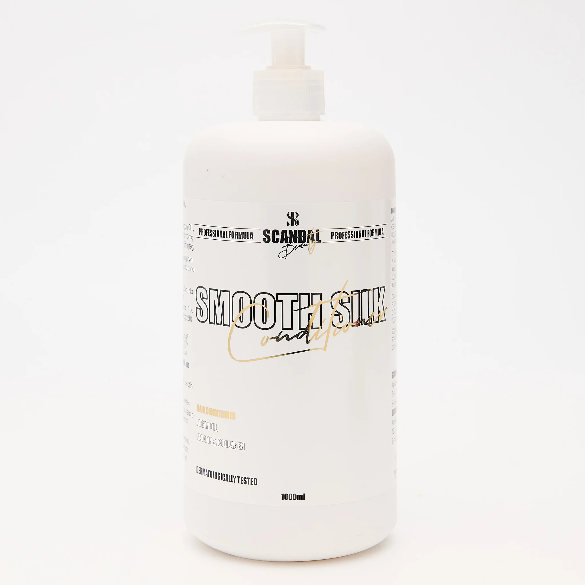 Φωτογραφία προϊόντος: Scandal Beauty HAIR CONDITIONER "SMOOTHSILK" ΜΕ ΚΕΡΑΤΙΝΗ, ΚΟΛΛΑΓΟΝΟ ΚΑΙ ARGAN OIL, 1L