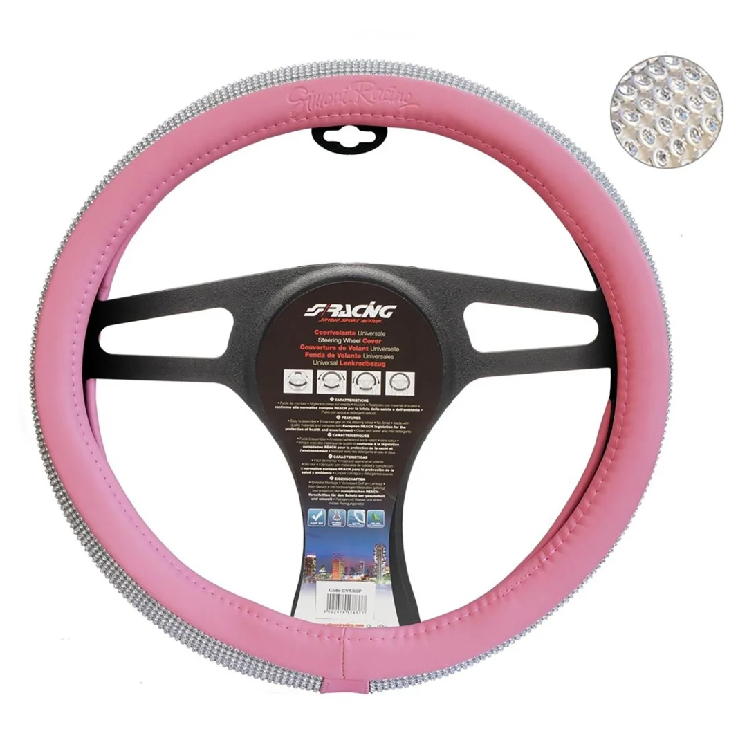 Φωτογραφία προϊόντος: Simoni Racing ΚΑΛΥΜΜΑ ΤΙΜΟΝΙΟΥ PINK AND DIAMONDS ΡΟΖ ΜΕ ΣΤΡΑΣ ΟΙΚΟΛΟΓΙΚΟ ΔΕΡΜΑ 37>39cm SRCVT/60P