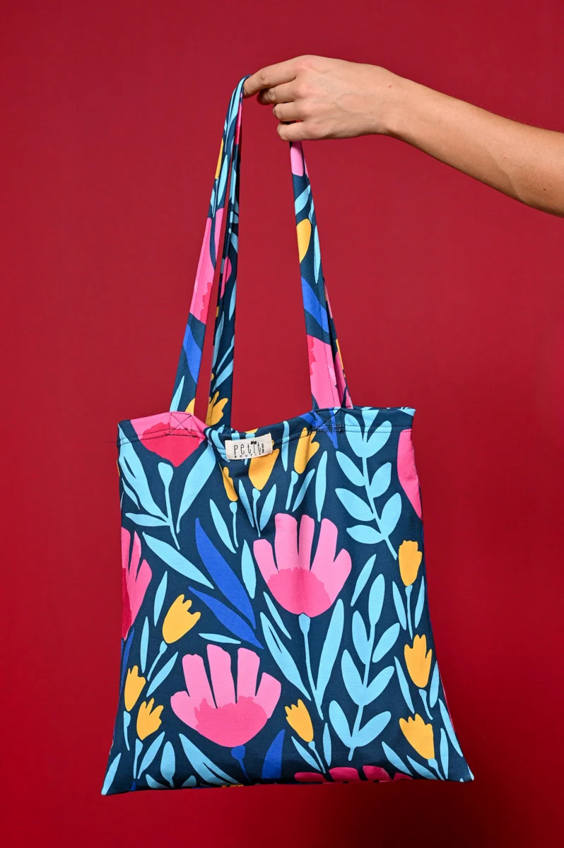 Φωτογραφία προϊόντος: Petrol Pink Tulips Tote Bag Petit Boutik