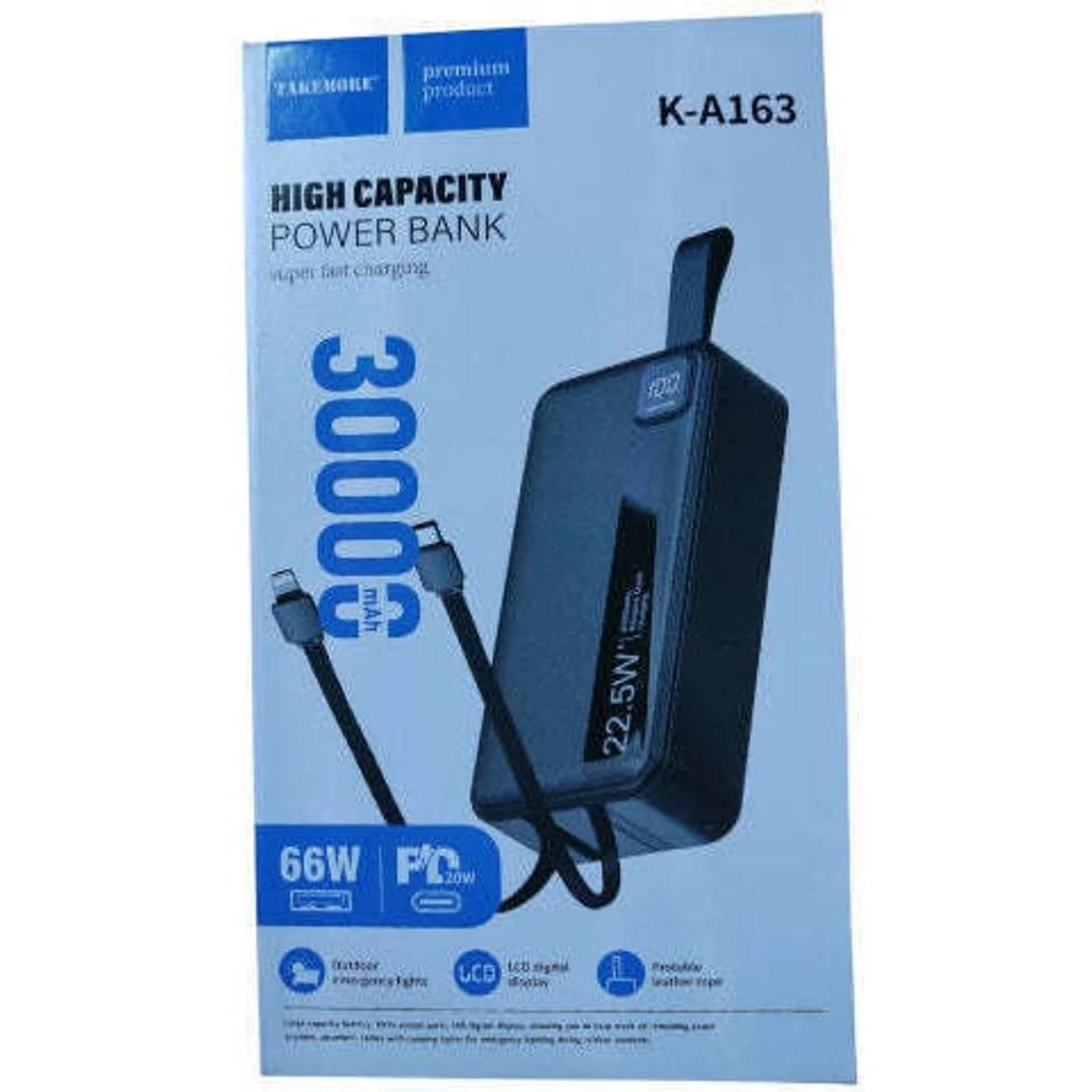 Φωτογραφία προϊόντος: OEM Takemore K-A163 Power Bank 30000mAh με Θύρα USB-A και Θύρα USB-C