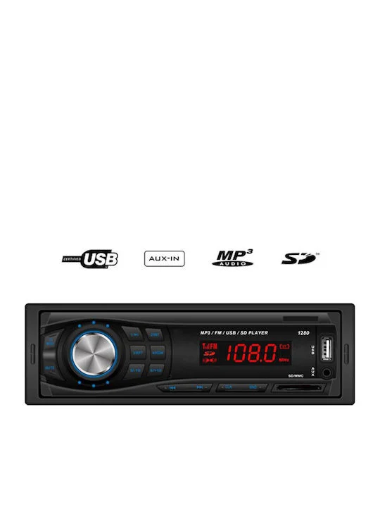 Φωτογραφία προϊόντος: MP3 player αυτοκινήτου με είσοδο USB/SD/AUX, ραδιόφωνο και χειριστήριο - Hi-Tech GT 1280 OEM