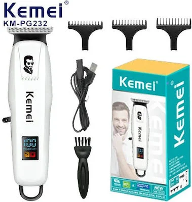 Φωτογραφία προϊόντος: OEM Kemei Επαναφορτιζόμενη Κουρευτική Μηχανή Λευκή KM-PG232