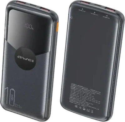 Φωτογραφία προϊόντος: OEM Awei P63K Power Bank 10000mAh 22.5W με 2 Θύρες USB-A και Θύρα USB-C Μαύρο