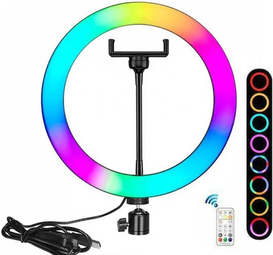 Φωτογραφία προϊόντος: OEM Επαγγελματικό Ring Light Δαχτυλίδι 26cm RGBW με Τηλεχειριστήριο RF LJJ-26