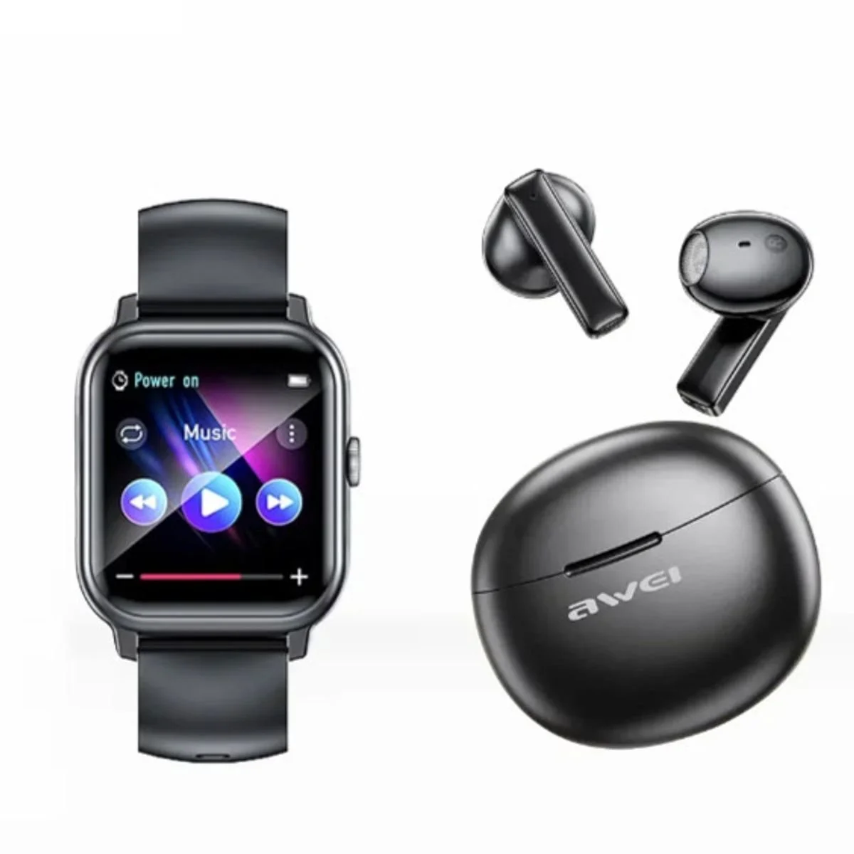 Φωτογραφία προϊόντος: Awei HE-2 Σετ Smartwatch & Ακουστικά TWS Μαύρο