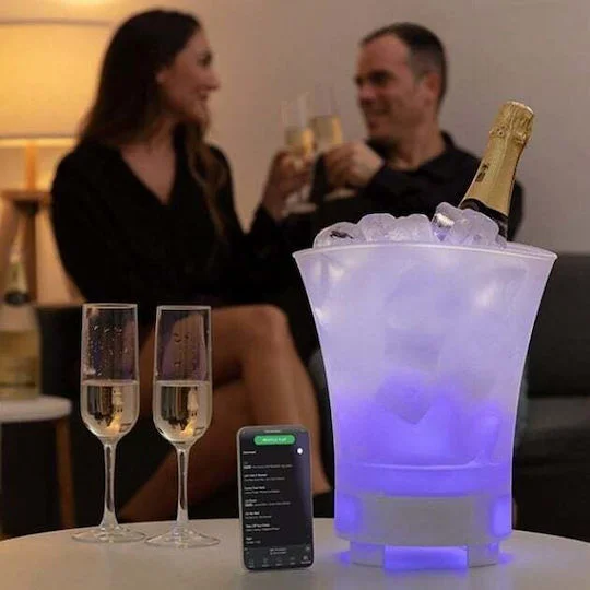 Φωτογραφία προϊόντος: OEM LED RGB Φωτιζόμενη Σαμπανιέρα - Δοχείο Πάγου με Επαναφορτιζόμενο Ηχείο 5W & Bluetooth - HSX-8899BT