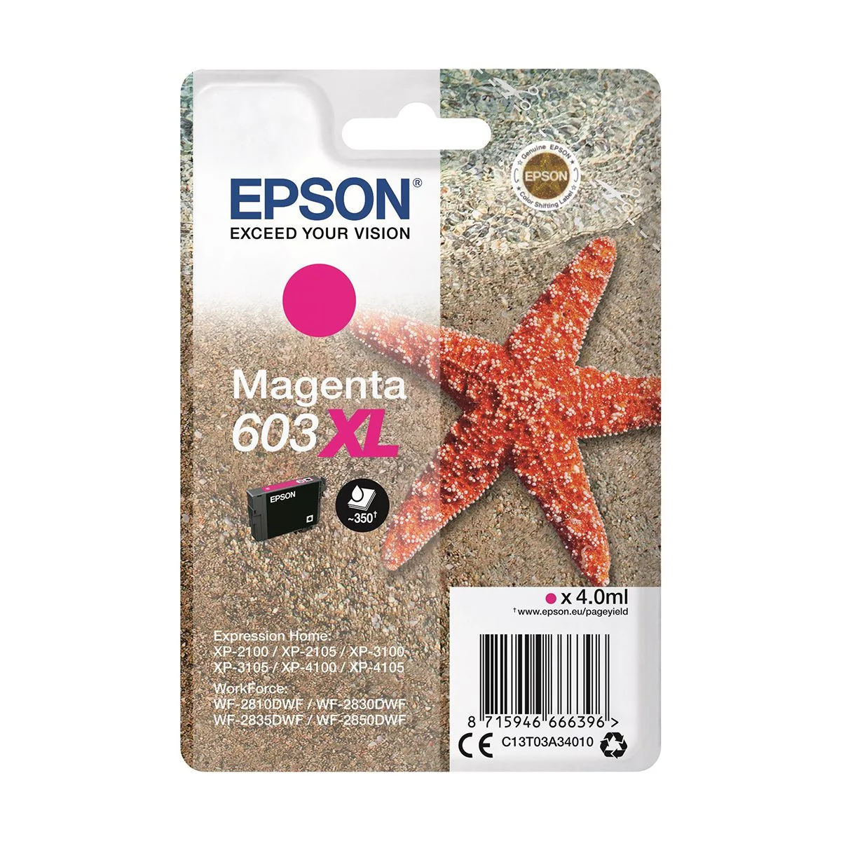 Φωτογραφία προϊόντος: ΜΕΛΑΝΙ EPSON 603XL MAGENTA (C13T03A340) 4.0ml