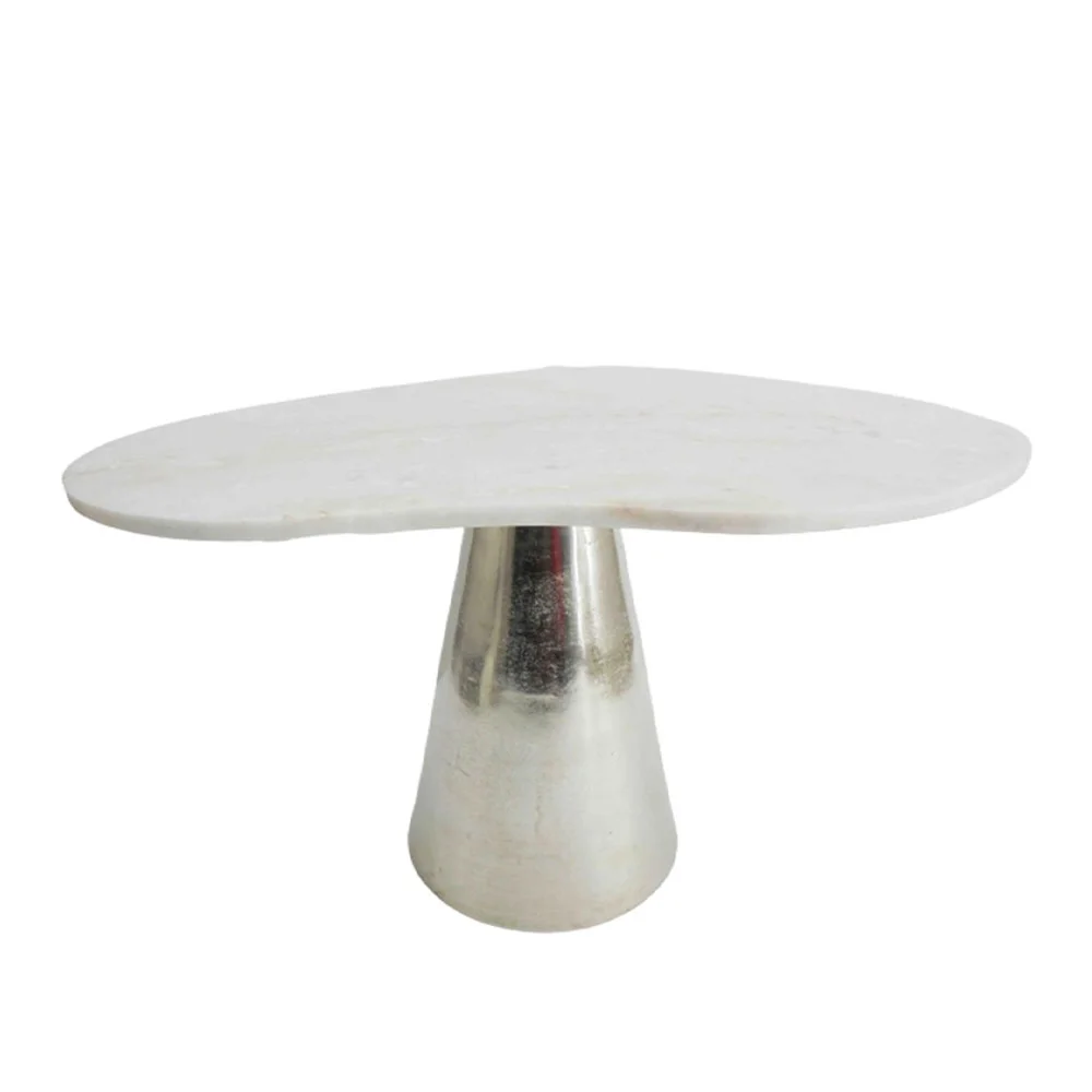Φωτογραφία προϊόντος: CURVE SIDE TABLE ΑΣΗΜΙ NICKEL ΛΕΥΚΟ 57.25x49x38cm