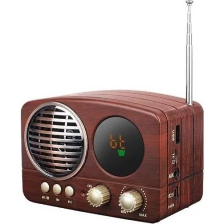Φωτογραφία προϊόντος: OEM CMiK MK-616BT Retro Επιτραπέζιο Ραδιόφωνο Επαναφορτιζόμενο με Bluetooth και USB Καφέ