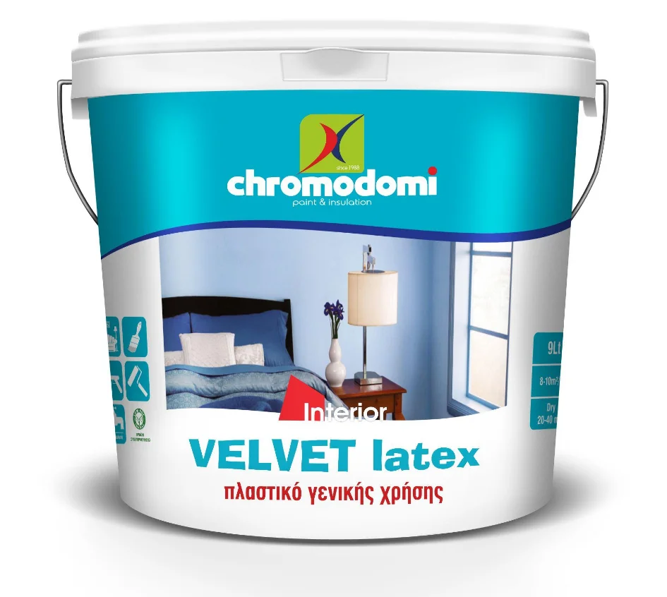 Φωτογραφία προϊόντος: CHROMODOMI VELVET LATEX Oικονομικό πλαστικό χρώμα εσωτερικού χώρου μεγάλης καλυπτικότητας