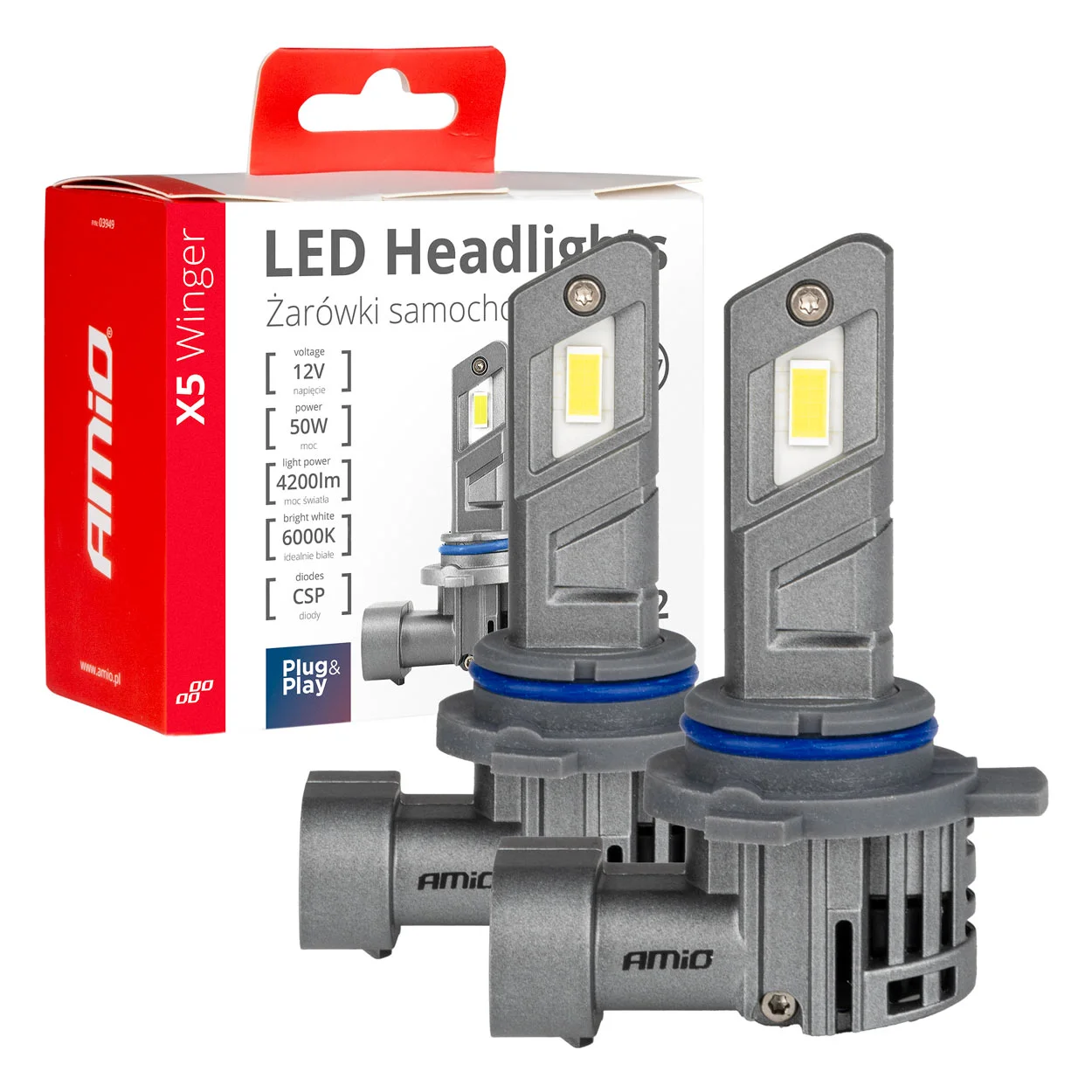 Φωτογραφία προϊόντος: Λαμπες Led HIR2 12V 50W 6.000K 4200LM Csp CAN-BUS Series X5 Winger Amio - 2 Τεμ.