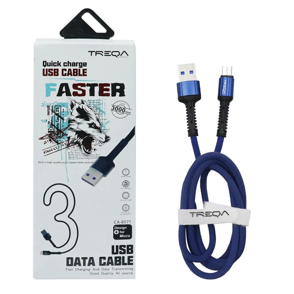 Φωτογραφία προϊόντος: Treqa CA-8571 Regular USB 2.0 to micro USB Cable Μπλε 3m (CA-8571)