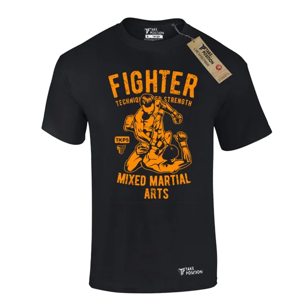 Φωτογραφία προϊόντος: T-SHIRT TAKEPOSITION ΒΑΜΒΑΚΕΡΟ , MMA FIGHTER, 150GR, ΜΑΥΡΟ, 307-5511