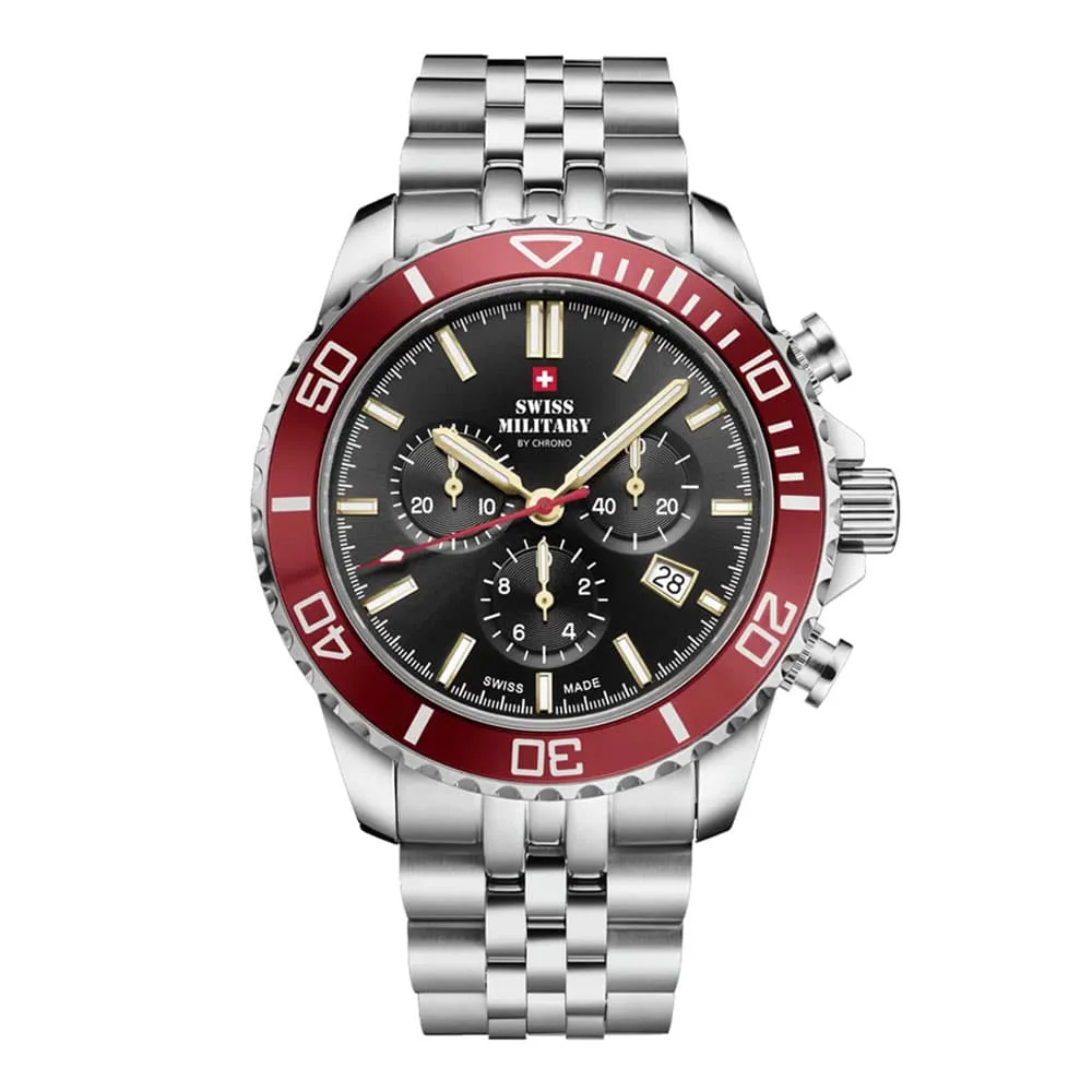 Φωτογραφία προϊόντος: SWISS MILITARY by Chrono Swiss Made Chronograph Stainless Steel Bracelet Watch SM34103.03