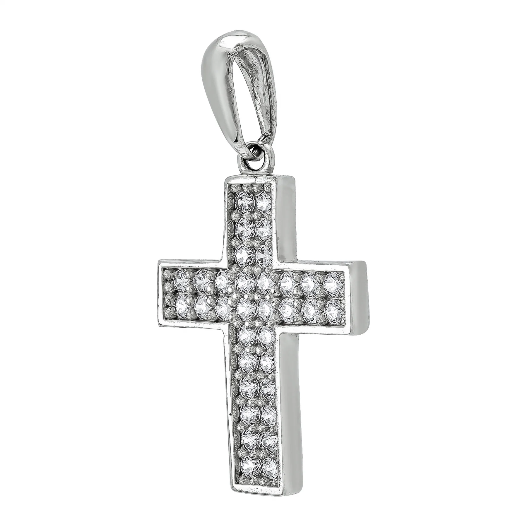 Φωτογραφία προϊόντος: Σταυρός Βάπτισης Γυναικείος Σε Λευκό Χρυσό 14 Καρατίων με Πέτρες ST3656
