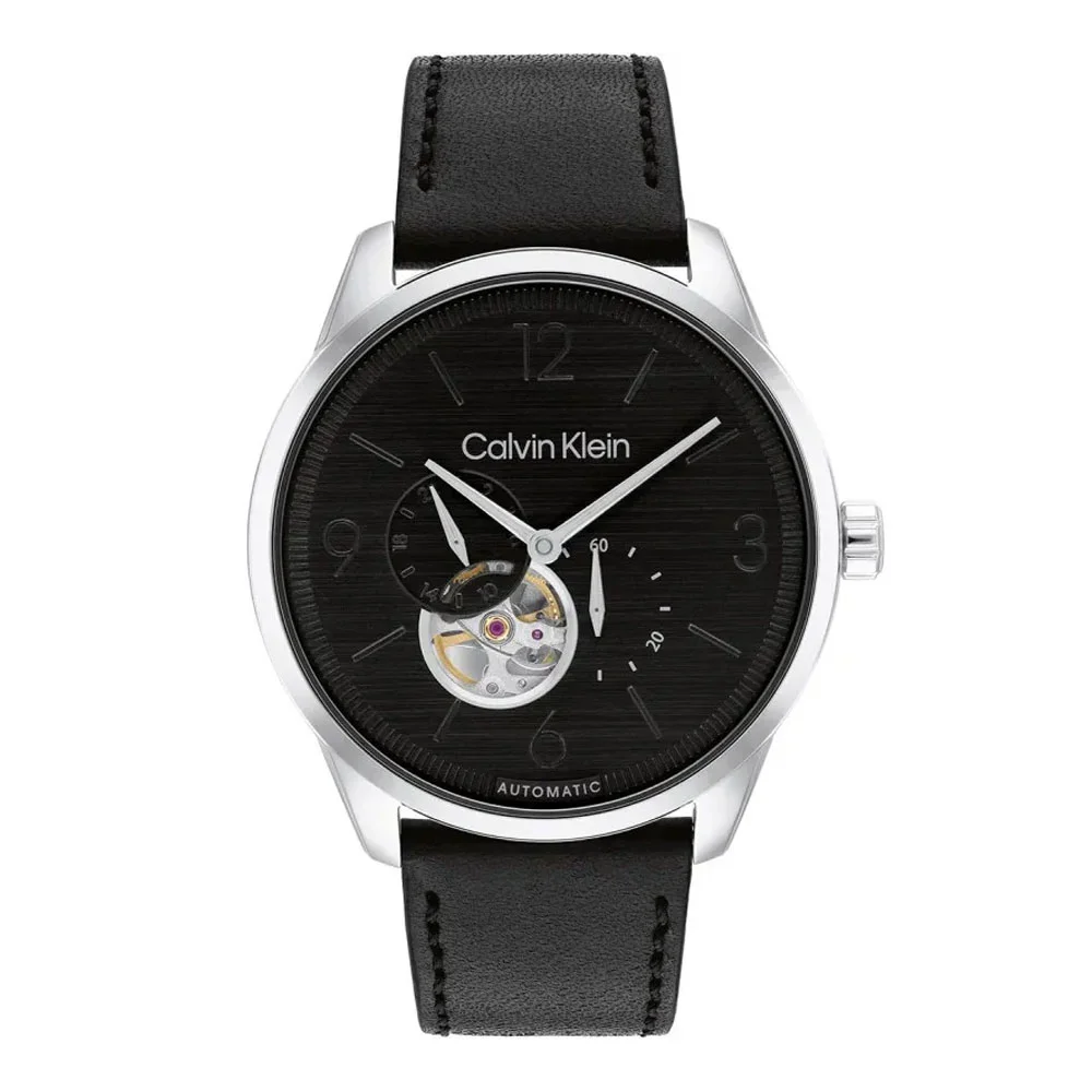 Φωτογραφία προϊόντος: CALVIN KLEIN Esteem Automatic Open Heart Black Dial Black Leather Strap 25200388