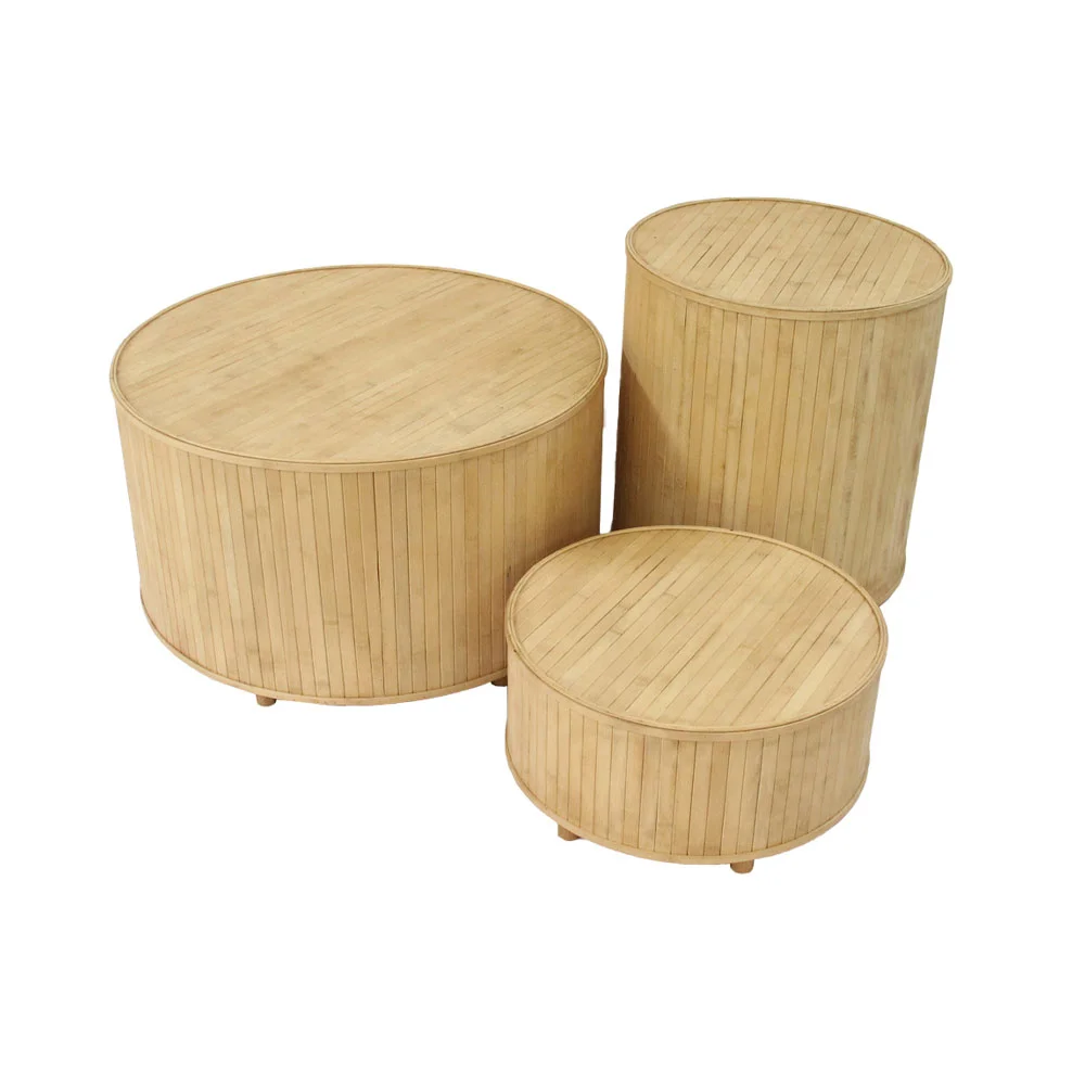 Φωτογραφία προϊόντος: LIBERTA RIBBONS SIDE TABLE SET 3ΤΕΜ ΦΥΣΙΚΟ 61x61x34