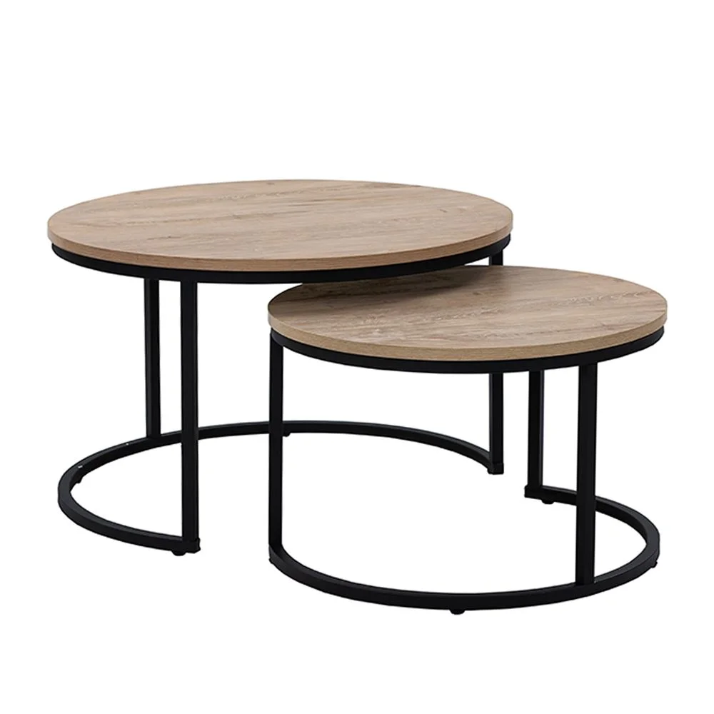 Φωτογραφία προϊόντος: LIBERTA MINO COFFEE TABLE SET 2ΤΕΜ SONOMA DECAPE ΜΑΥΡΟ 74x74x47
