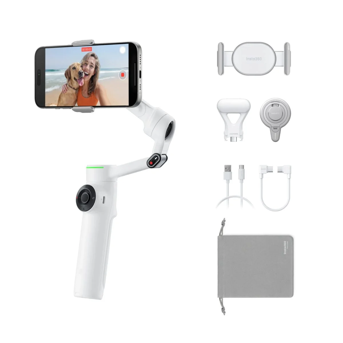 Φωτογραφία προϊόντος: Insta360 Flow 2 Pro Creator Bundle (White) A.I. Powered Gimbal Stabilizer for Smartphone