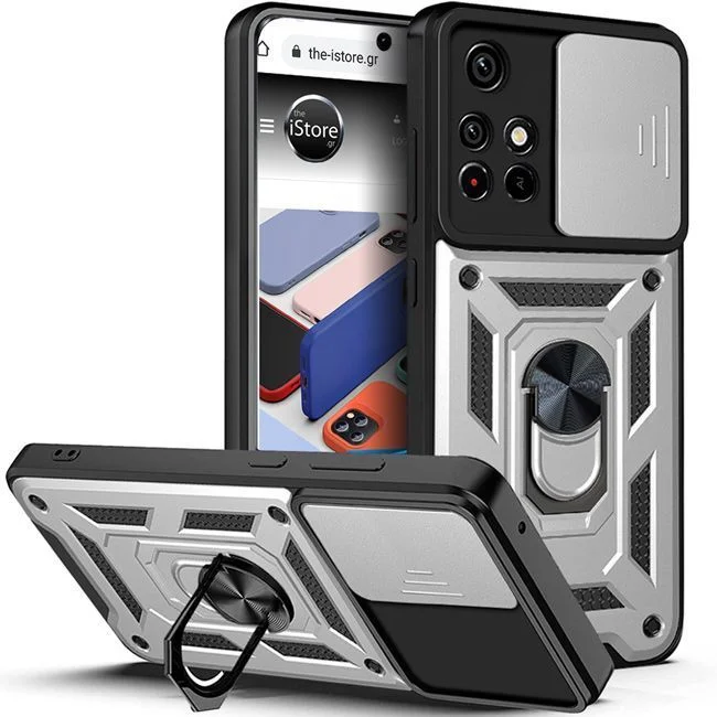 Φωτογραφία προϊόντος: Combo Kickstand Slide Camera Case Silver Xiaomi Poco M4 Pro 5G