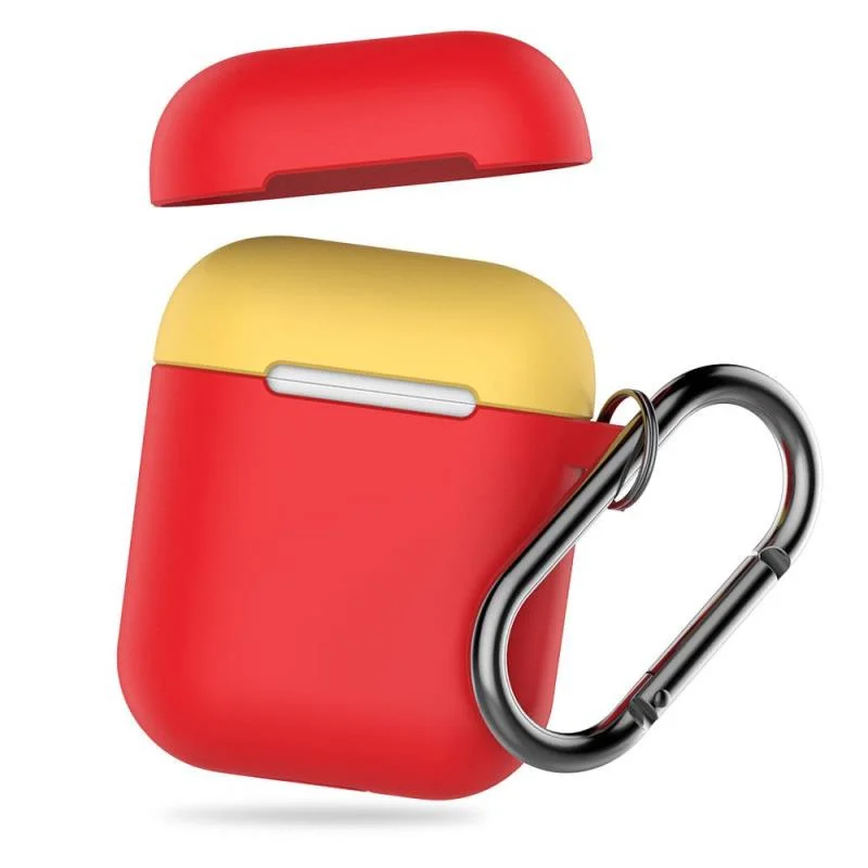 Φωτογραφία προϊόντος: Θήκη Σιλικόνης AhaStyle PT46 Apple AirPods Tone με Γάντζο Κόκκινο-Κίτρινο