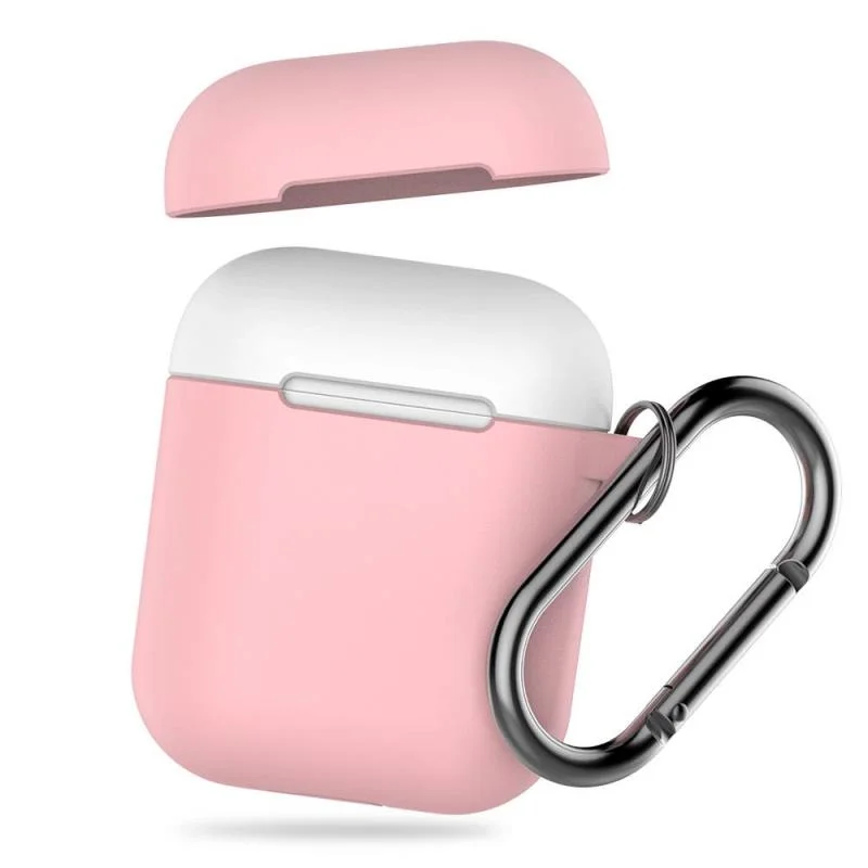 Φωτογραφία προϊόντος: Θήκη Σιλικόνης AhaStyle PT46 Apple AirPods Tone με Γάντζο Ροζ-Λευκό