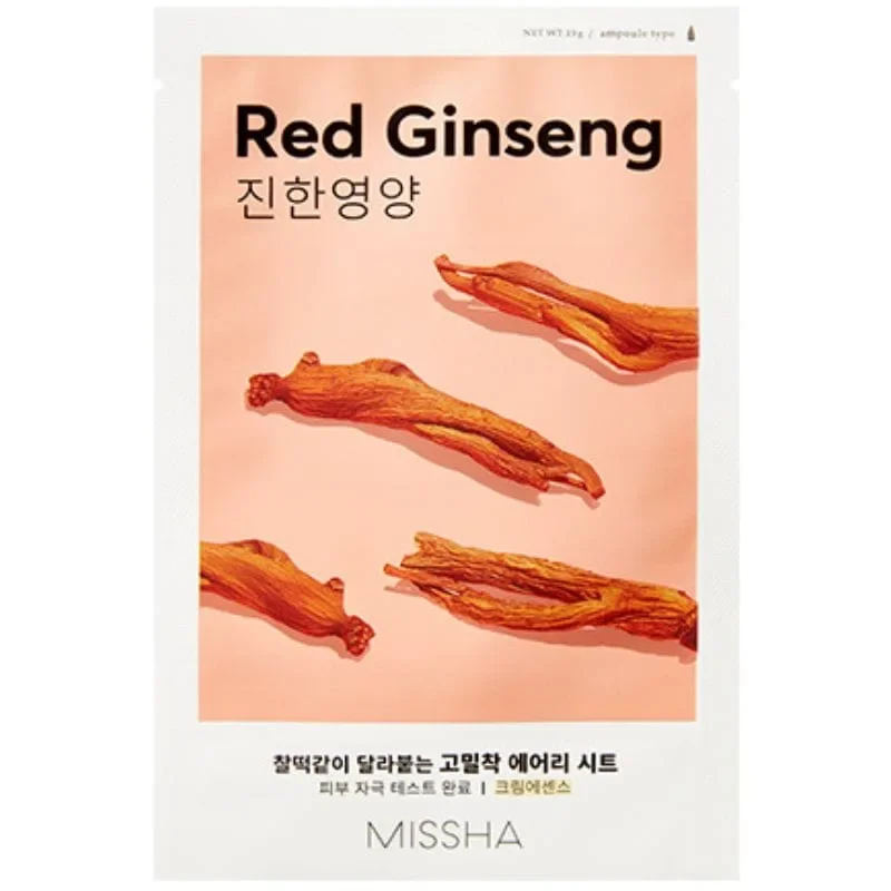 Φωτογραφία προϊόντος: Missha Airy Fit Sheet Mask Red Ginseng Υφασμάτινη Μάσκα Προσώπου Με Εκχύλισμα Κόκκινου Τζίνσενγκ 19gr