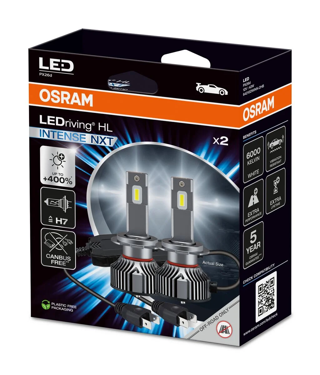 Φωτογραφία προϊόντος: OSRAM LEDriving HL INTENSE NXT H7 LED CANBUS 12V 42W 4000lm 6000K (64210DWINN) – Σετ 2 Λάμπες