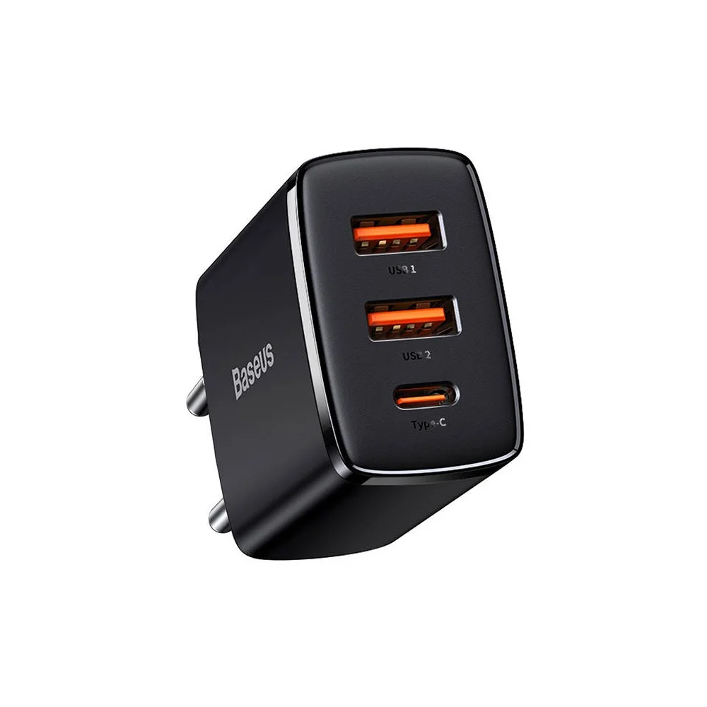 Φωτογραφία προϊόντος: Baseus Φορτιστής Compact Quick Charger, 2xUSB, Type-C, PD, 3A, 30W Black