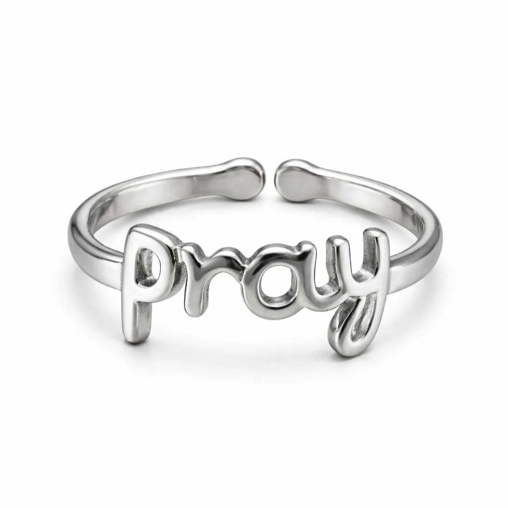 Φωτογραφία προϊόντος: Ghetto silver stylish English word pray ring
