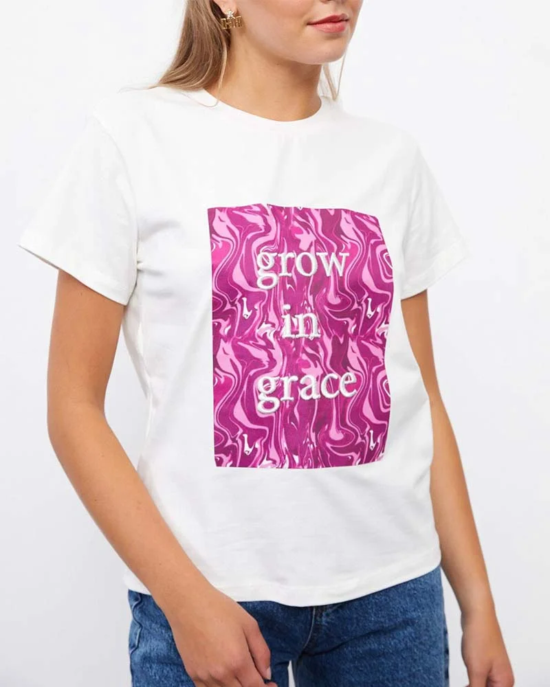 Φωτογραφία προϊόντος: SOU Γυναικείο t-shirt GROW IN GRACE 94% βαμβάκι