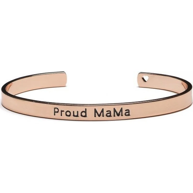 Φωτογραφία προϊόντος: Proud Mama Γυναικείο Βραχιόλι Χειροπέδα με σχέδιο Μαμά Επιχρυσωμένο Rose Gold