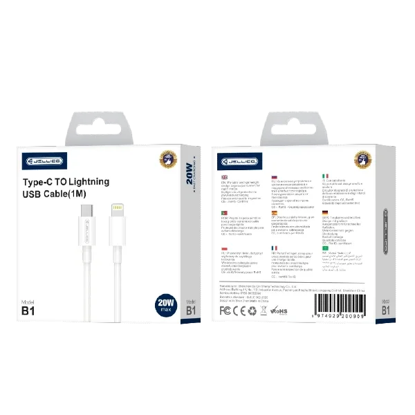 Φωτογραφία προϊόντος: Καλώδιο USB-C to Lightning JELLICO B1 PD 20W 1M White
