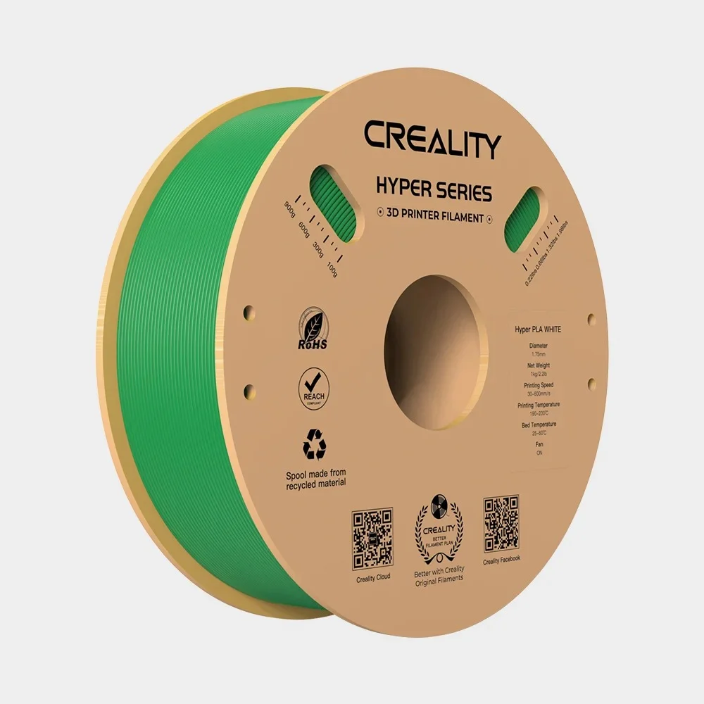 Φωτογραφία προϊόντος: Creality Hyper PLA Green 3D Printer Filament, High Speed, 1 kg Spool1.75