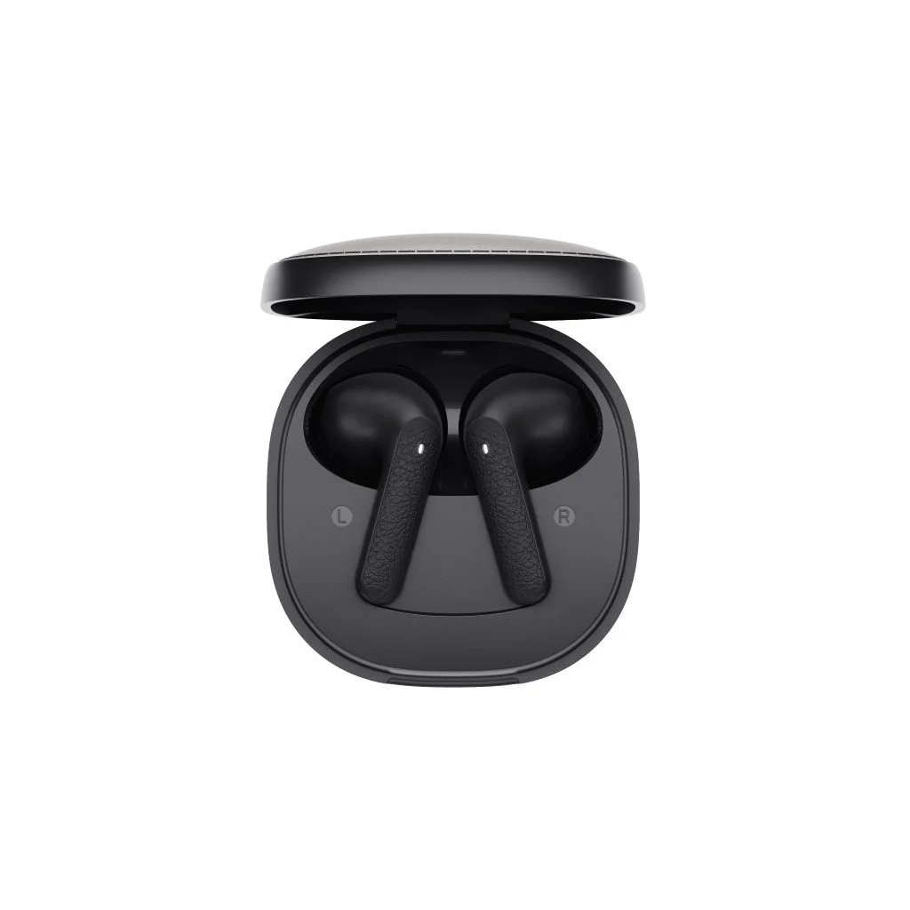 Φωτογραφία προϊόντος: QCY Air Dark Grey Semi-Ear TWS Earbuds, quad Mic ENC multi-point connection, leather grain case