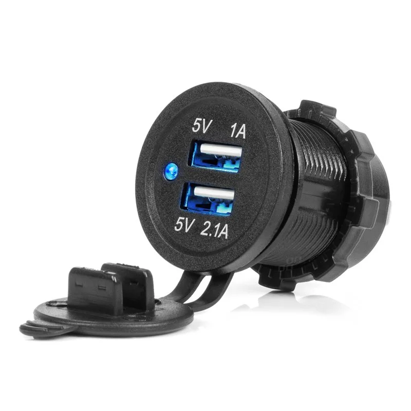 Φωτογραφία προϊόντος: ΠΡΙΖΑ ΜΕ 2 ΘΥΡΕΣ USB ΚΑΙ ΚΑΠΑΚΙ ΜΑΥΡΗ 12/24V 3.1A ΑΔΙΑΒΡΟΧΗ ΜΕ ΜΠΛΕ LED ΦΩΣ ΕΝΔΕΙΞΗΣ AMIO - 1 ΤΕΜ.